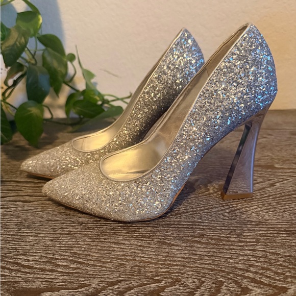 Nine West Shoes - Silver Ombré Glitter Pointed-Toe High Heels